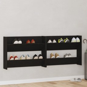 vidaXL Ντουλάπες παπουτσιών τοίχου 2 pcs Μαύρη δρυς 60 x 18 x 60 εκ