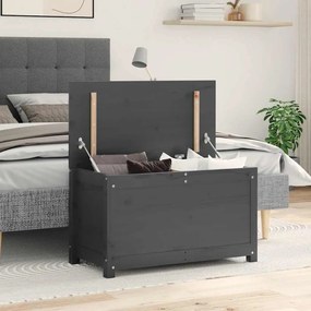 vidaXL Κουτί Αποθήκευσης Γκρι 80x40x45,5 εκ από Μασίφ Ξύλο Πεύκου