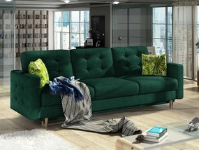 Καναπές κρεβάτι Elyria 111, Λειτουργία ύπνου, Πράσινο,  Αποθηκευτικός χώρος, 233x92x93cm, Πόδια: Ξύλο