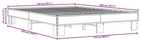 Πλαίσιο Κρεβατιού Καφέ Δρυς 150x200 εκ. Επεξ. Ξύλο &amp; Μέταλλο - Καφέ