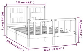 Πλαίσιο Κρεβατιού με Κεφαλάρι Λευκό 120x200 εκ. από Μασίφ Πεύκο - Λευκό