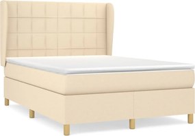 vidaXL Κρεβάτι Boxspring με Στρώμα Κρεμ 140x200 εκ. Υφασμάτινο