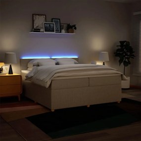 vidaXL Κρεβάτι Boxspring με Στρώμα Κρεμ 200x200 εκ. Υφασμάτινο