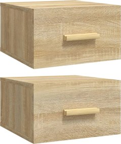 vidaXL Κομοδίνα Επιτοίχια 2 τεμ. Sonoma Δρυς 35 x 35 x 20 εκ.