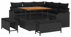 vidaXL Σετ Καναπέ Κήπου 8 pcs Μαύρο συνθετικό ρατάν