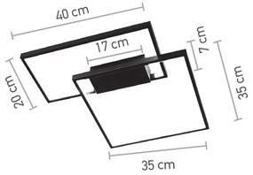 Πλαφονιέρα οροφής LED 38W 3000Κ σε μαύρη απόχρωση D:45cm (6065-BL) - Αλουμίνιο - 6065-BL