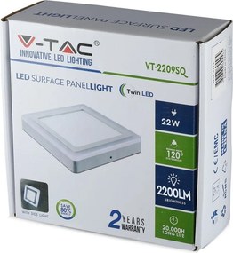 LED V-TAC Εξωτερικό Πάνελ mini 18W+3w τετράγωνο με φωτεινό περίγραμμα