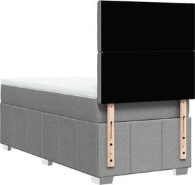 vidaXL Κρεβάτι Boxspring με Στρώμα Ανοιχτό Γκρι 100x200 εκ. Υφασμάτινο