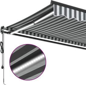 vidaXL Τέντα Πτυσσόμενη Αυτόματη με LED Ανθρακί / Λευκή 400x350 εκ.