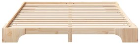 vidaXL Κρεβάτι δαπέδου Καφέ 180 x 220 εκ. Μασίφ ξύλο πεύκου