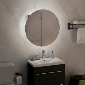 Ντουλάπι Μπάνιου με Στρογγυλό Καθρέφτη&amp;LED Δρυς 40x40x17,5 εκ. - Καφέ