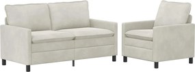 vidaXL Σετ Καναπέ 2 pcs Κρεμ Βελούδο