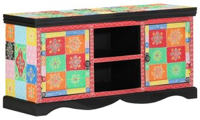 vidaXL Πολύχρωμη Κονσόλα Τηλεόρασης 100x35x50 εκ. από Στερεό Ξύλο Μάνγκο