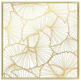 Κάδρο Σε Καμβά Lango 022877 51,5x51,5xH3,5cm White-Gold Square Ξύλο, Καμβάς