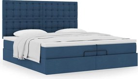 vidaXL Οθωμανικό κρεβάτι με στρώματα μπλε 200x200cm ύφασμα