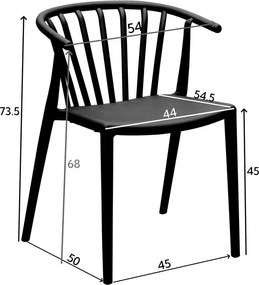 Πολυθρόνα Zelma pakoworld pp σε ανθρακί απόχρωση 55x53x73εκ