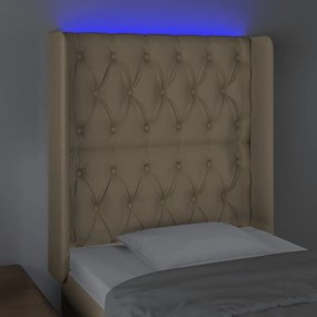 Κεφαλάρι Κρεβατιού LED Κρεμ 83x16x118/128εκ. Υφασμάτινο - Κρεμ