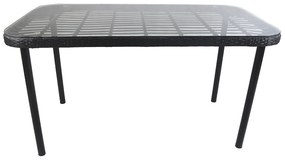 Τραπέζι Κήπου AMPLAS Μαύρο Μέταλλο/Rattan/Γυαλί 140x80x73cm - 14510034