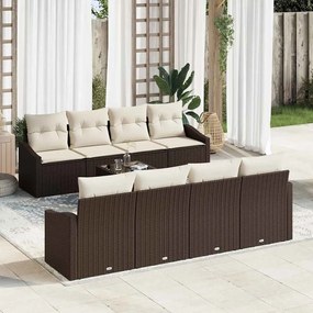vidaXL Σετ Καναπέ Κήπου με μαξιλάρι 9 pcs Καφέ, Κρέμα 55 x 55 x 37 εκ