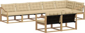 vidaXL Σειρά Καναπέ Εξωτερικού με μαξιλάρι 8 pcs Λευκό και Μπεζ