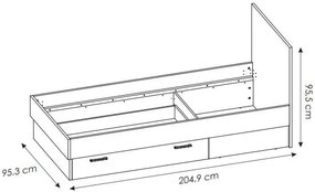 Κρεβάτι Newty 1S-90 x 200