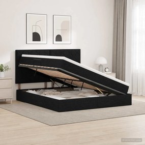 vidaXL LED Κρεβάτι αποθήκευσης με στρώμα Μαύρο 140 x 190 cm Ύφασμα
