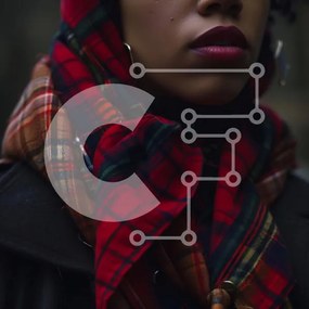 Σετ των 2 Intra Συλλεκτικό Ξύλινο Παζλ Plywood 4mm - Κομψή γυναίκα με καρό αξεσουάρ κόκκινο και μαύρο Σε Ξύλινο Κουτί - Διαστάσεις: 10x10 cm – 25 κομμάτια