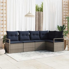 vidaXL Σετ Καναπέ 5 pcs Γκρι συνθετικό ρατάν