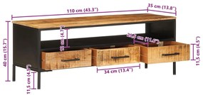 Έπιπλο Τηλεόρασης 110x35x40 εκ. Ακατέργαστο Μασίφ Ξύλο Μάνγκο - Καφέ