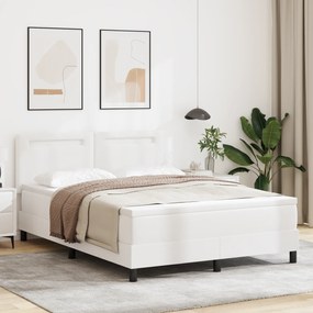 vidaXL Κρεβάτι Box Spring με στρώμα σε λευκό χρώμα, διαστάσεων 160 x 200 εκ, φτιαγμένο από τεχνητό δέρμα.