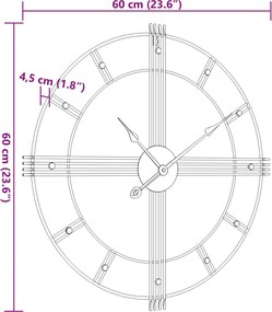 vidaXL Ρολόι Τοίχου Μαύρο Ø60 εκ. Σιδερένιο