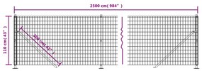 vidaXL Συρματόπλεγμα Περίφραξης Πράσινο 1,1 x 25 μ. με Βάσεις Φλάντζα