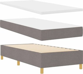 vidaXL LED Κρεβάτι με βάθρο με κεφαλάρι Taupe 90 x 190 cm ύφασμα