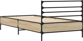 vidaXL Πλαίσιο Κρεβατιού Sonoma Δρυς 100x200 εκ. Επεξ. Ξύλο &amp; Μέταλλο