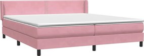 vidaXL Κρεβάτι Boxspring με Στρώμα Ροζ 180x210 εκ. Βελούδινο