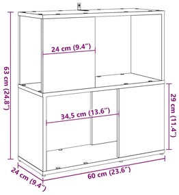 Βιβλιοθήκη Όψη Παλαιού Ξύλου 60 x 24 x 63 εκ. από Επεξεργ. Ξύλο - Καφέ