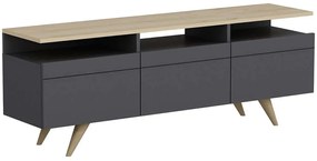 Έπιπλο Tηλεόρασης Berlin 382NRC1109 150x35x52cm Anthracite-Oak
