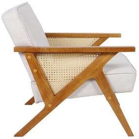 Πολυθρόνα Claudia ύφασμα μπεζ-pe rattan-rubberwood φυσικό 76x74.5x72 εκ.