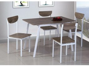 Τραπέζι Σετ (4+1) LINDERIA Λευκό/Καφέ 110x70x75cm - 14330032