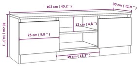 Έπιπλο Τηλεόρασης με Πόρτα Καπνιστή Δρυς 102 x 30 x 36 εκ. - Καφέ