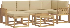 vidaXL Σειρά Καναπέ Εξωτερικού με μαξιλάρι 7 pcs Λευκό και Μπεζ