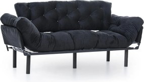 Τριθέσιος Καναπές Κρεβάτι Μαύρο TONNE 70x185x85
