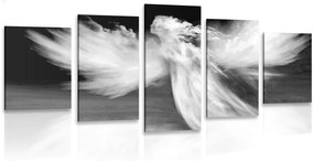 Εικόνα 5 μερών ενός αγγέλου στα σύννεφα σε ασπρόμαυρο
