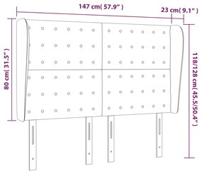 Κεφαλάρι με Πτερύγια Μαύρο 147x23x118/128 εκ. Συνθ. Δέρμα 3118046