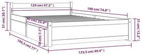 Πλαίσιο Κρεβατιού με Συρτάρια 120x190 εκ. Small Double - Καφέ