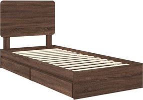 vidaXL Κρεβάτι Αποθήκης Καφέ δρυς 75 x 190 cm Επεξεργασμένο ξύλο