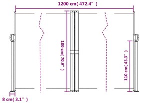 Σκίαστρο Πλαϊνό Συρόμενο Σκούρο Πράσινο 180 x 1200 εκ. - Πράσινο