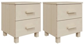 vidaXL Κομοδίνα HAMAR 2 Τεμ. Μελί 40x35x44,5 εκ. Μασίφ Ξύλο Πεύκου