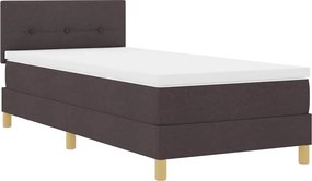 vidaXL LED Κρεβάτι με βάθρο Σκούρο Καφέ 100 x 200 cm ύφασμα