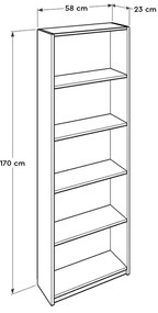 Βιβλιοθήκη Max Megapap χρώμα λευκό 58x23x170εκ.